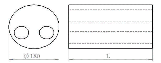 Глушитель круглый 180  мм длина 380 мм U18H38052 прямоточный